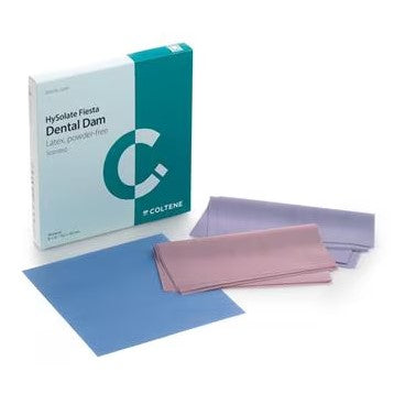 Coltene HySolate Latex Rubber Dam - 6 in x 6 in Medium Gauge, Assorted Colors, Unflavored, Unscented, 360 Sheets per Box Coltene HySolate Latex Rubber Dam - 6 in x 6 in Medium Gauge, Assorted Colors, Unflavored, Unscented, 360 Sheets per Box